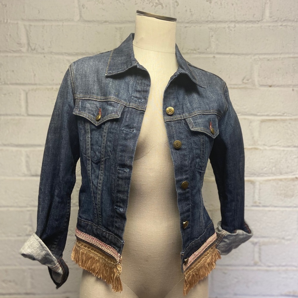 Level 99 Denim Pink Fringe Jacket size : S
